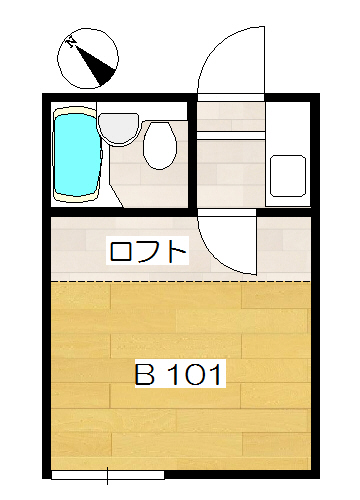 【間取り】小田急線ＪＲ横浜線町田駅の賃貸アパート：プラザ・ドゥ・デボンB101号室